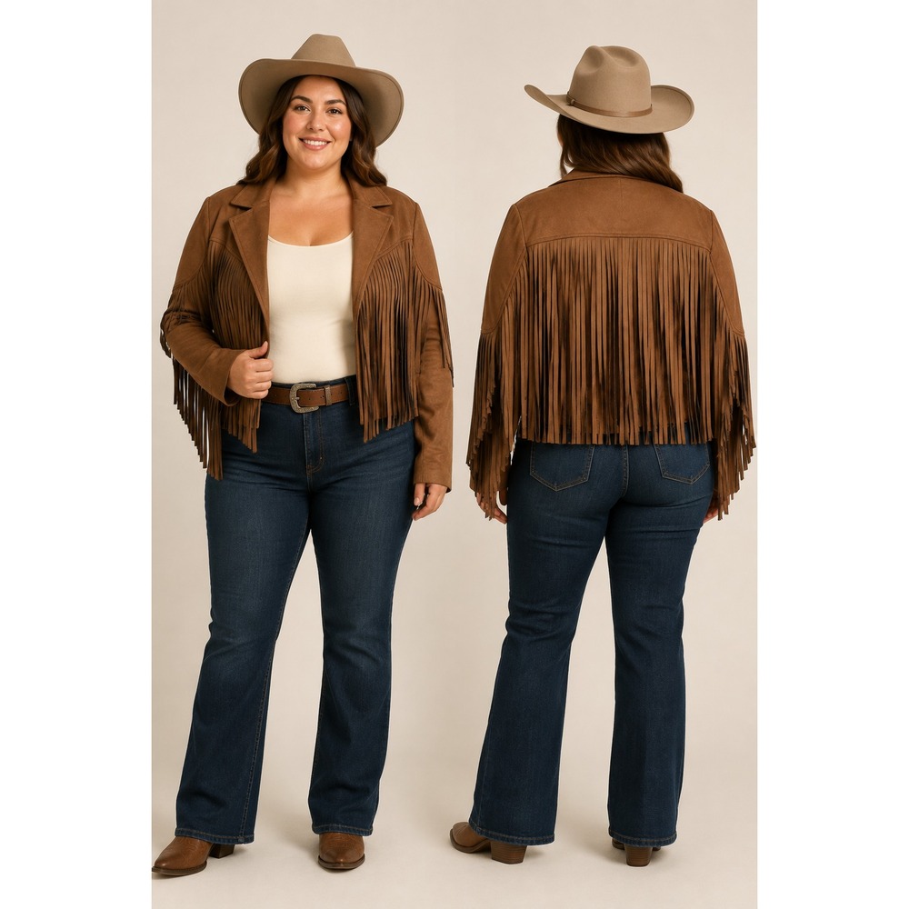 Women's Brown Western Fringe Jacket Cowgirl Cowboy Costume Reenactment